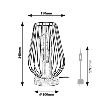 Rabalux - Lampe de table 1xE27/40W/230V noir