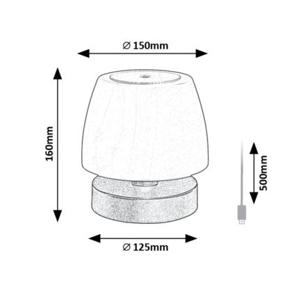 Rabalux - Lampe de table à intensité variable LED/3W/5V 2000 mAh IP44