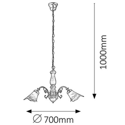 Rabalux - Suspension chaîne 3xE14/40W/230V noyer