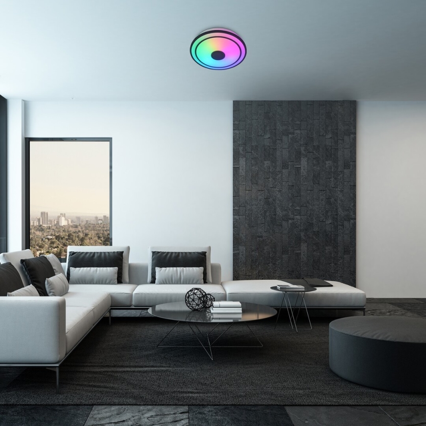 Rabalux - Plafonnier LED RGB dimmable avec haut-parleur, LED 24 W, 230 V, 3000–6500 K + télécommande, Ø 39,5 cm