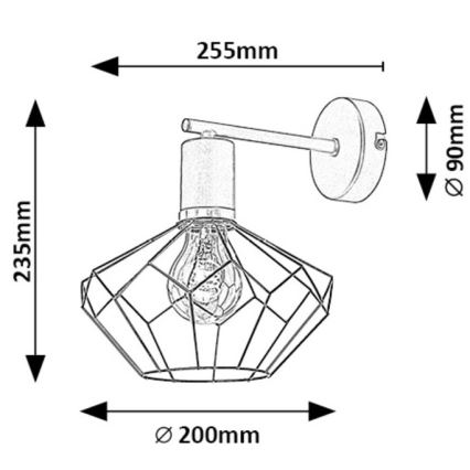 Rabalux - Wandlamp 1xE27/40W/230V diameter 20 cm zwart