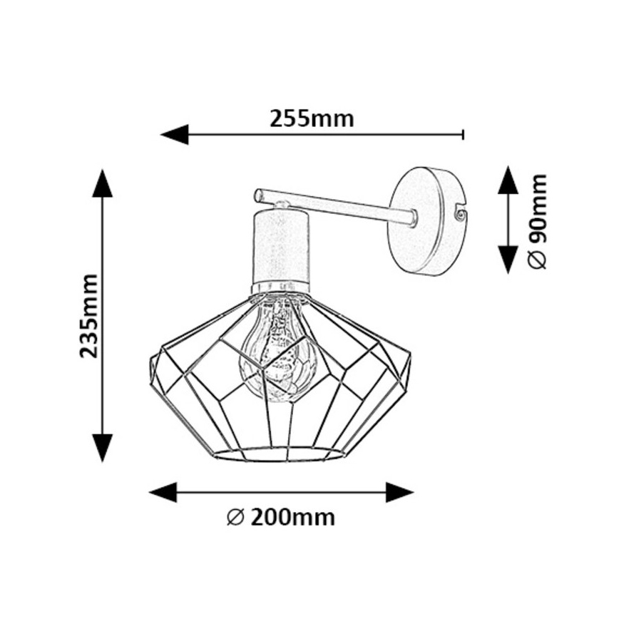 Rabalux - Wandlamp 1xE27/40W/230V diameter 20 cm zwart