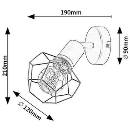 Rabalux - Wandlamp 1xE27/40W/230V diameter 12 cm zwart