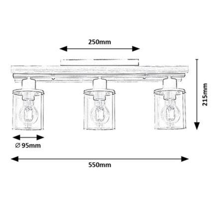 Rabalux - Opbouw plafondlamp 3xE27/230V