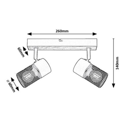 Rabalux - Spot 2xE14/40W/230V eiken