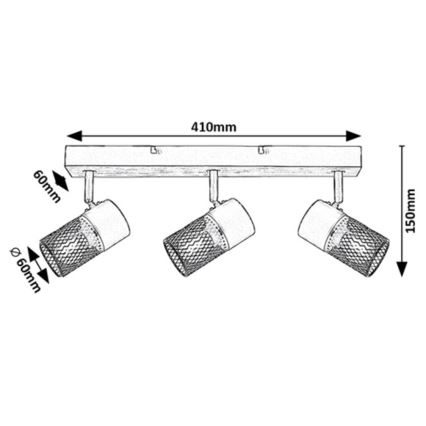 Rabalux - Spot 3xE14/40W/230V chêne