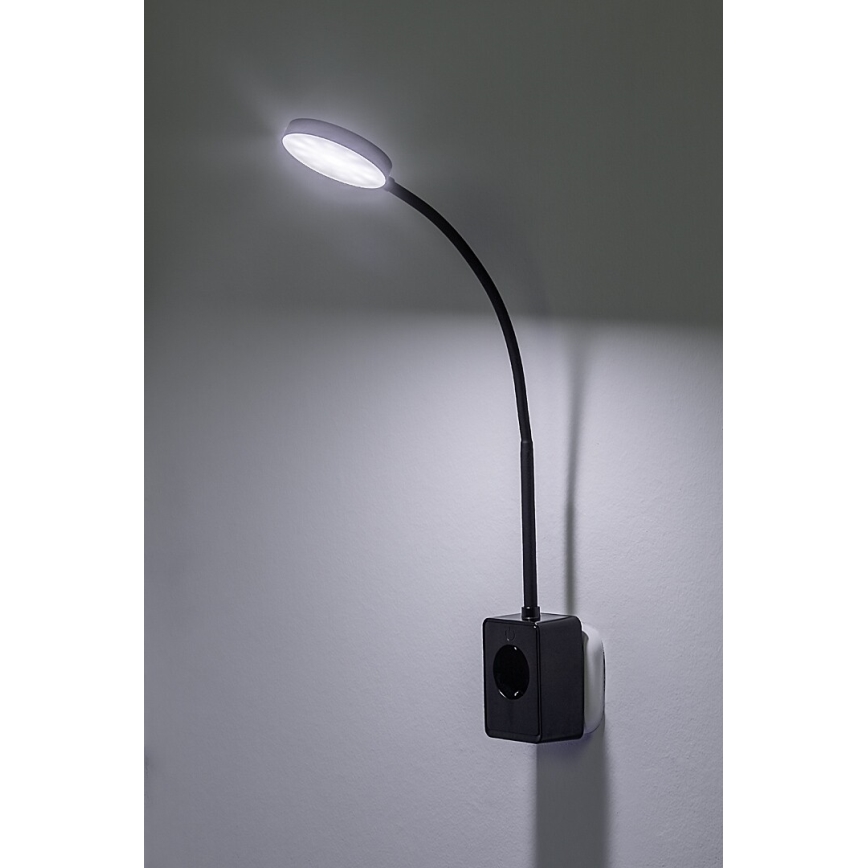 Rabalux - Dimbare zwarte LED-wandlamp LED/4W/230V met USB-poort voor in het stopcontact