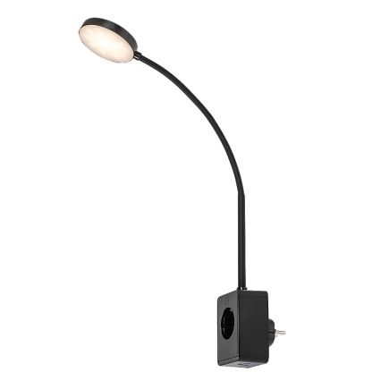 Rabalux - Dimbare zwarte LED-wandlamp LED/4W/230V met USB-poort voor in het stopcontact
