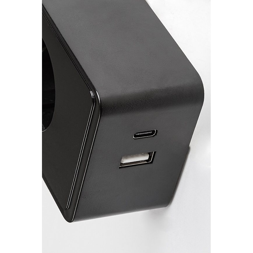 Rabalux - dimbare LED-wandlamp LED/4W/230V met USB-poort voor stopcontact 3000/4000/6000K zwart