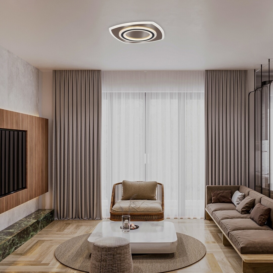 Rabalux - LED Dimbare plafondlamp LED/60W/230V 3000/4000/6000K mat chroom/zwart + afstandsbediening 48x48 cm