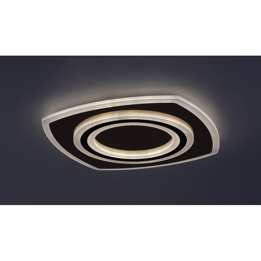 Rabalux - LED Dimbare plafondlamp LED/60W/230V 3000/4000/6000K mat chroom/zwart + afstandsbediening 48x48 cm