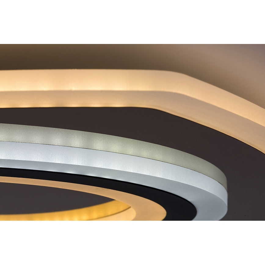 Rabalux - LED Dimbare plafondlamp LED/60W/230V 3000/4000/6000K mat chroom/zwart + afstandsbediening 48x48 cm