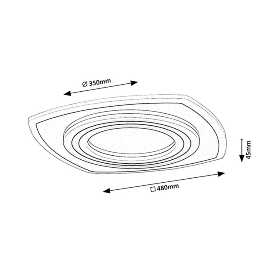 Rabalux - LED Dimbare plafondlamp LED/60W/230V 3000/4000/6000K mat chroom/zwart + afstandsbediening 48x48 cm