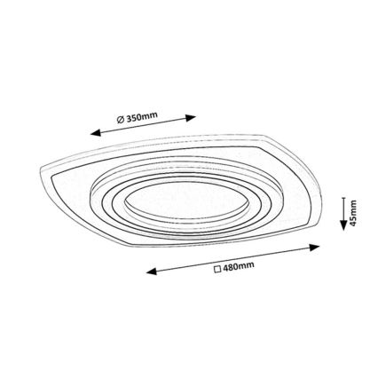 Rabalux - Plafonnier LED dimmable 60W/230V 3000/4000/6000K chrome mat/noir + télécommande 48x48 cm