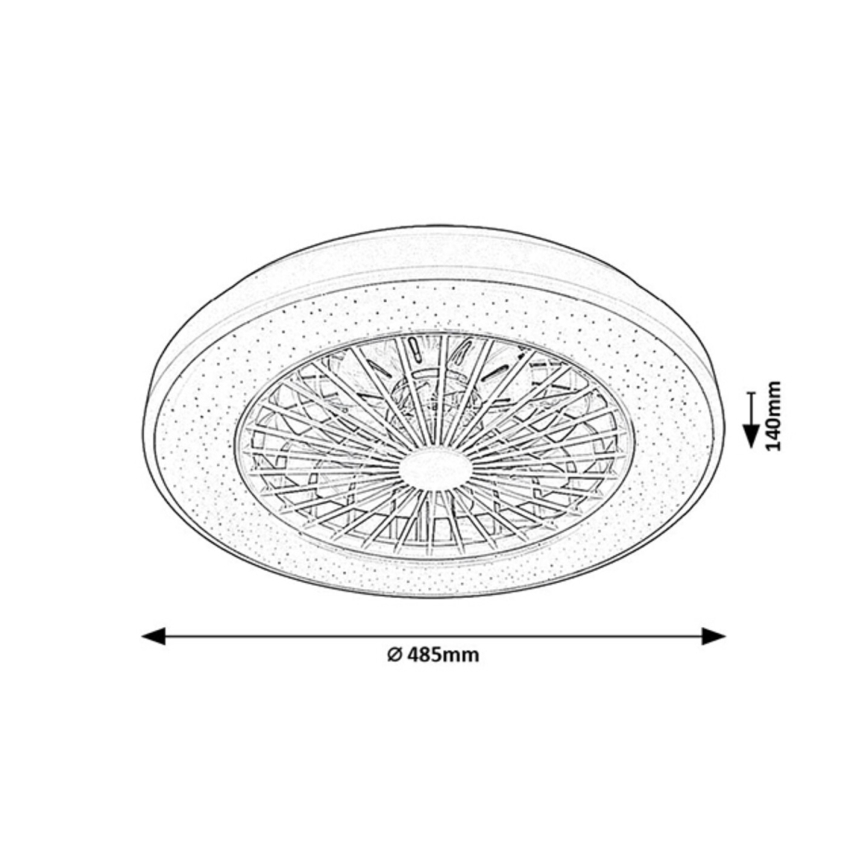Rabalux - LED Dimbare plafondlamp met ventilator LED/48W/230V 3000-6500K + afstandsbediening