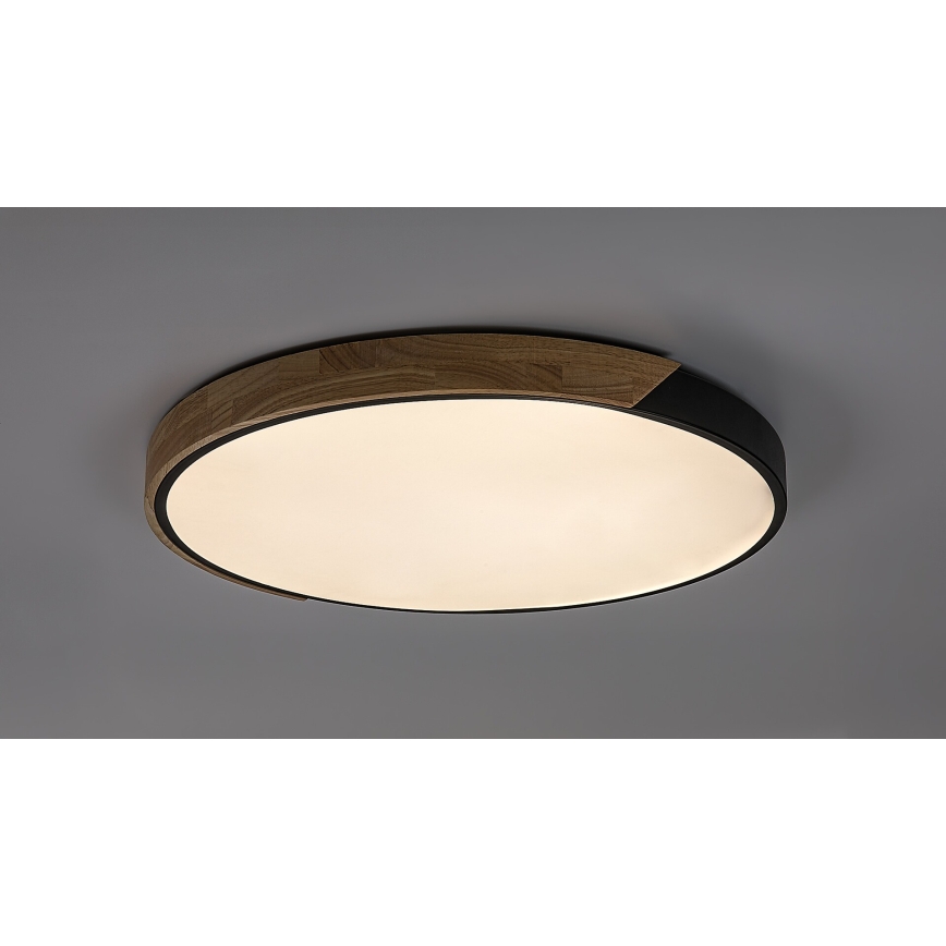 Rabalux - LED-plafondlamp, 42W, 230V, 3000/4000/6500K, zwart/eiken, Ø 41 cm