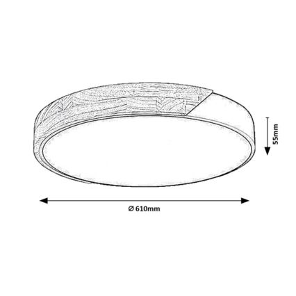Rabalux - LED plafondlamp LED/42W/230V 3000/4000/6500K zwart/eiken Ø 61 cm