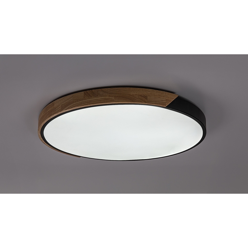 Rabalux - Plafonnier LED 42W, 230V, 3000/4000/6500K, noir/chêne, Ø 41 cm