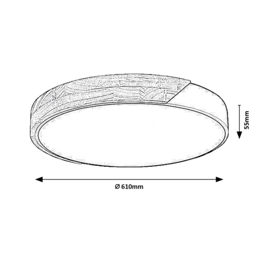 Rabalux - LED-plafondlamp LED/40W/230V 3000/4000/6500K wit/eiken Ø 61 cm
