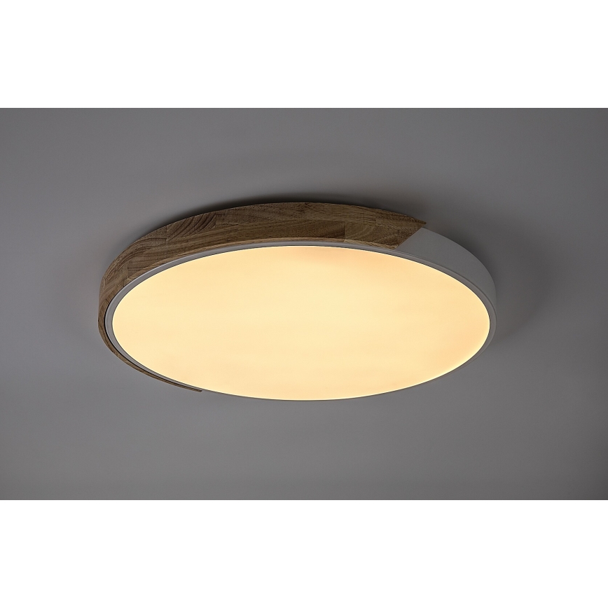 Rabalux - Plafonnier LED 40 W, 230 V, 3000/4000/6500 K, blanc/chêne, Ø 61 cm