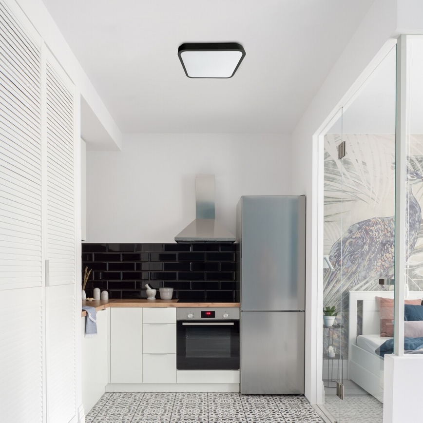Rabalux - LED Badkamer plafondlamp LED/24W/230V 3000/4000/6000K IP44 29x29 cm zwart