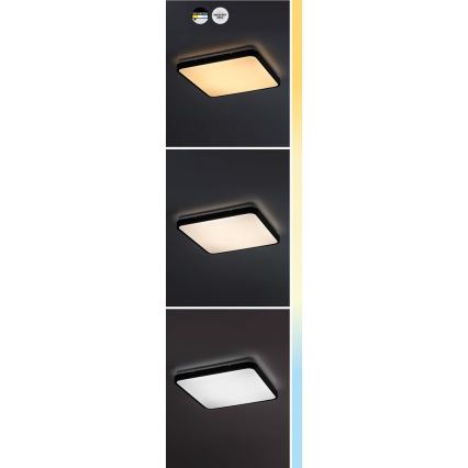 Rabalux - Plafonnier salle de bain LED/24W/230V 3000/4000/6000K IP44 29x29 cm noir