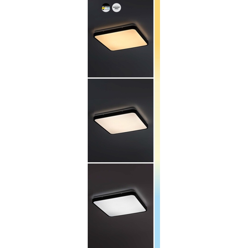 Rabalux - Plafonnier salle de bain LED/36W/230V 3000/4000/6000K IP44 42x42 cm noir