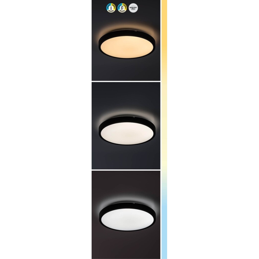 Rabalux - LED Dimbare badkamer plafondverlichting LED/36W/230V 3000-6000K IP44 diameter 42 cm zwart + afstandsbediening