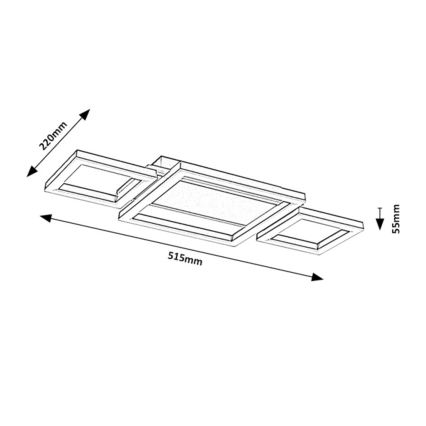 Rabalux - Plafonnier LED 24 W, 230 V, 51,5 x 22 cm