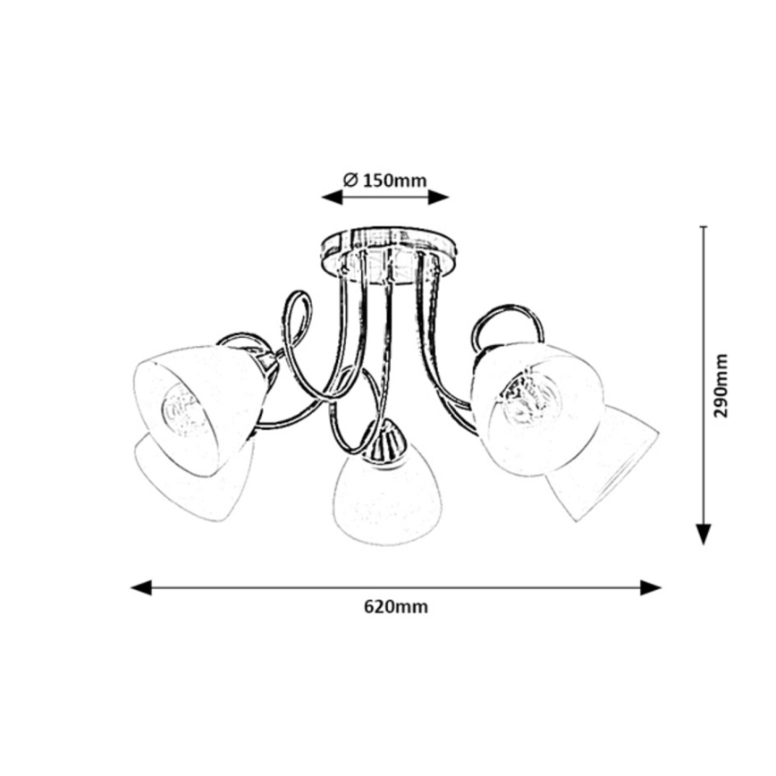 Rabalux - Plafonnier 5 lampes E27, 60 W, 230 V