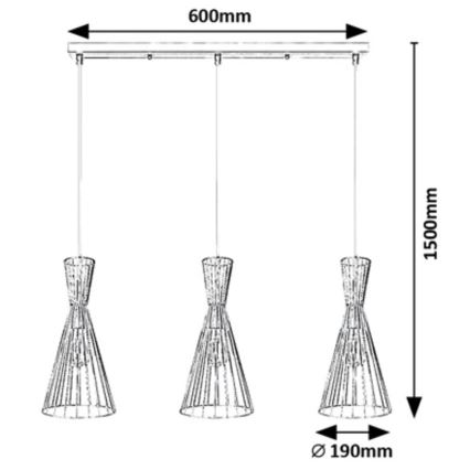 Rabalux - Hanglamp aan een koord 3xE27/60W/230V