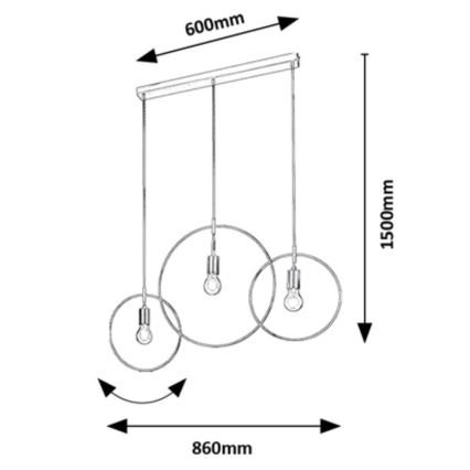 Rabalux - Suspension filaire 3xE27/40W/230V