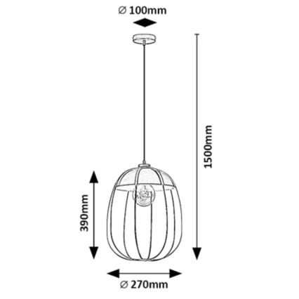 Rabalux - Hanglamp aan een koord 1xE27/60W/230V zwart/oranje