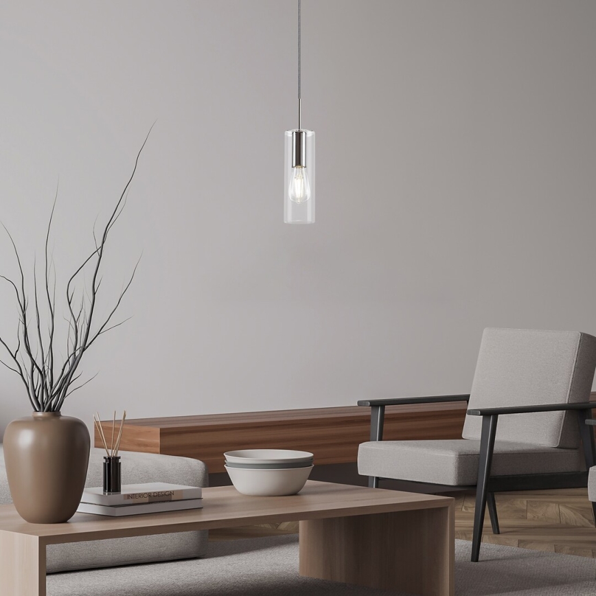 Rabalux - Hanglamp aan een koord 1xE27/40W/230V doorzichtig/glanzend chroom