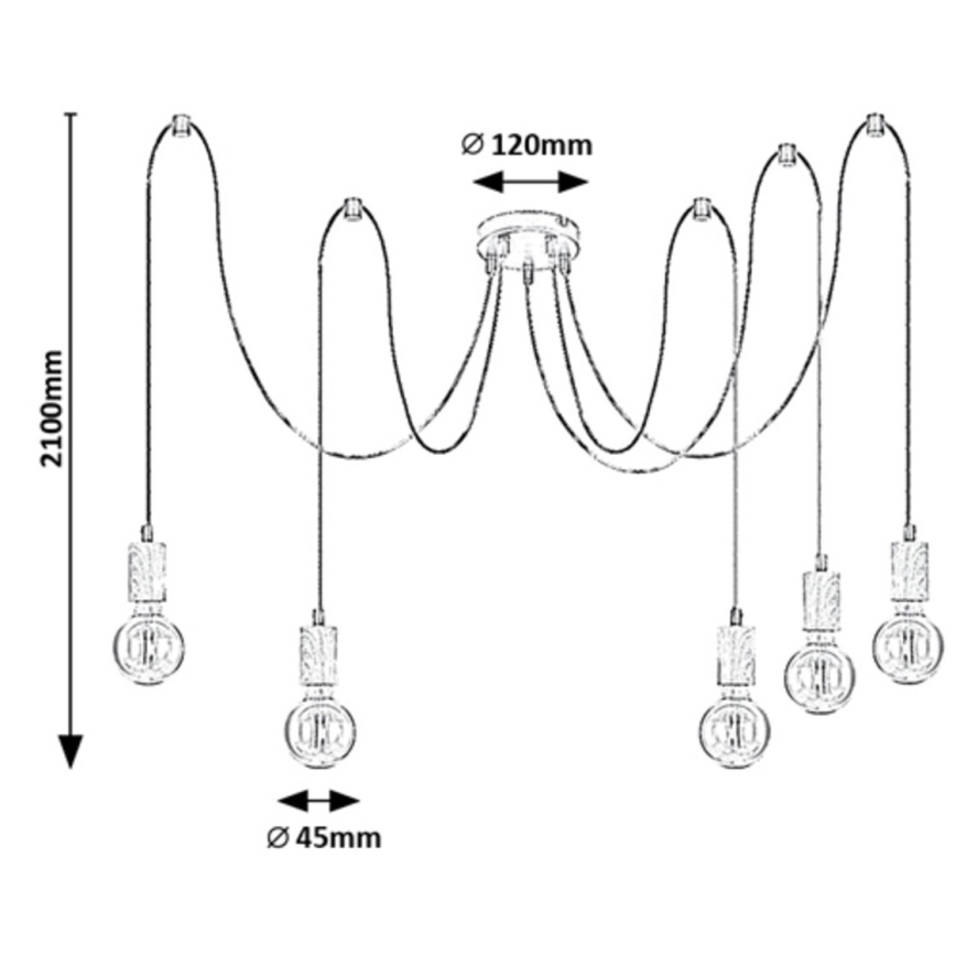 Rabalux - Hanglamp aan kabel 5xE27/60W/230V spin beuk