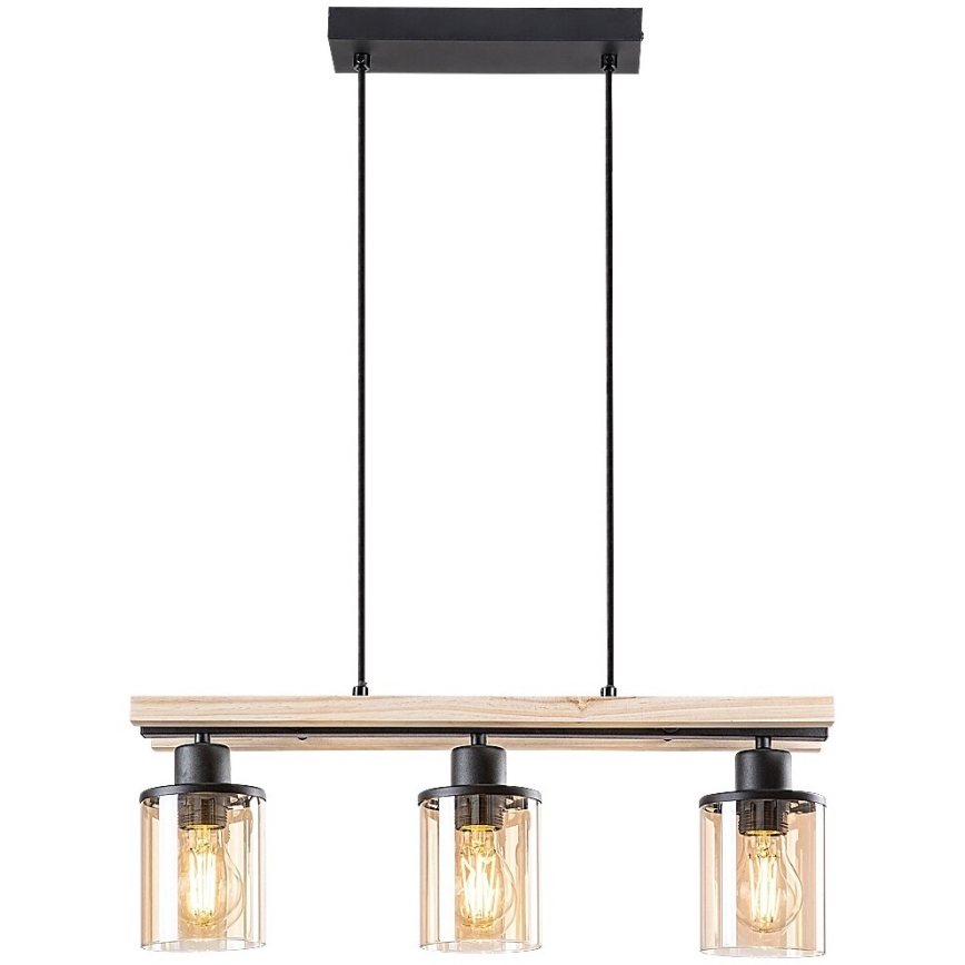 Rabalux - Hanglamp aan een koord 3xE27/25W/230V grenen