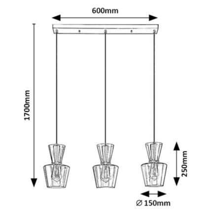 Rabalux - Suspension filaire 3xE27/60W/230V