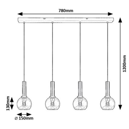 Rabalux - Suspension filaire 4xE27/40W/230V