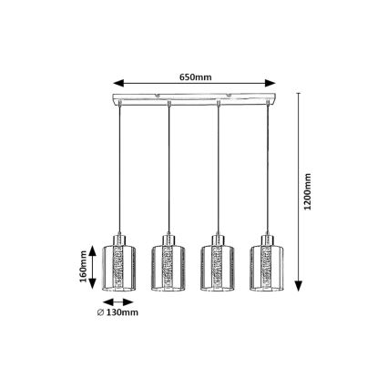 Rabalux - Hanglamp aan een koord 4xE27/40W/230V