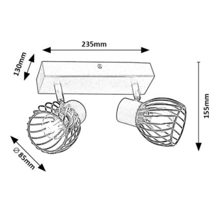 Rabalux - Wandspot 2xE14/10W/230V