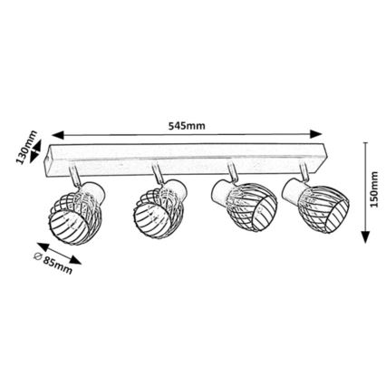 Rabalux - Inbouwspot 4xE14/10W/230V