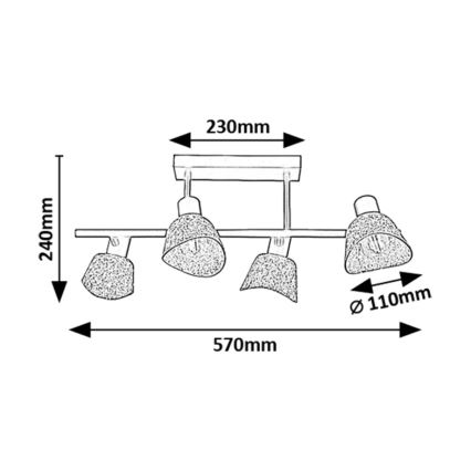 Rabalux - Bevestigde hanglamp 4xE14/10W/230V