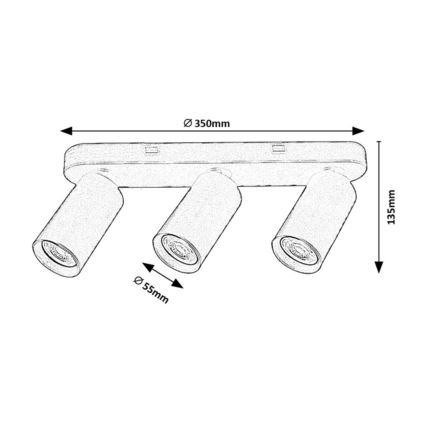 Rabalux - Plafondspot 3xGU10/7W/230V zwart