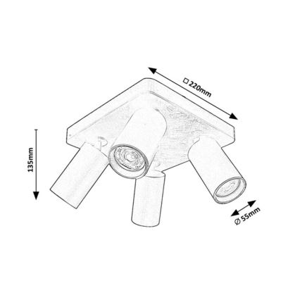 Rabalux - Spotarmatuur 4xGU10/7W/230V zwart
