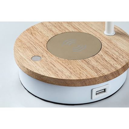 Rabalux - Lampe de table tactile à intensité variable avec charge sans fil 1xE14/25W/230V hévéa