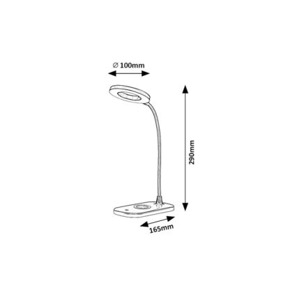 Rabalux - LED Dimbare touch tafellamp met draadloos opladen LED/5W/5V 2700-6000K zwart