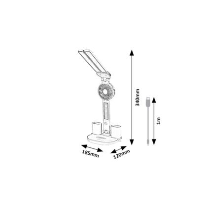 Rabalux - Dimbare LED-tafellamp met ventilator en display LED/7W/5V 3000/4000/6500K