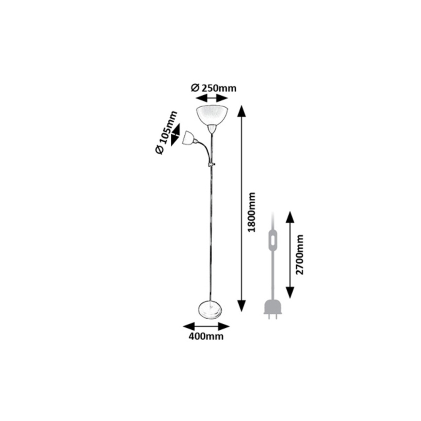 Rabalux - Lampadaire 1xE27/60W/230V + 1xE14/25W noir