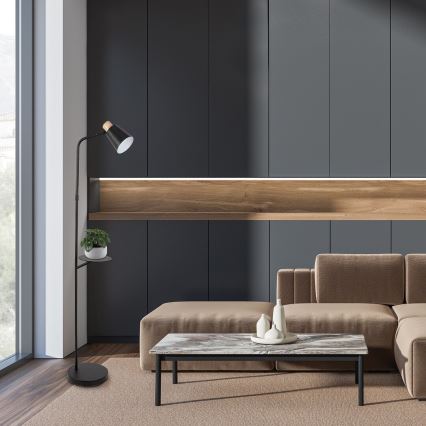 Rabalux - Staande Lamp met een plank 1xE27/40W/230V zwart