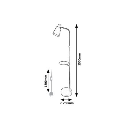 Rabalux - Staande Lamp met een plank 1xE27/40W/230V zwart